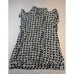 Worthington Stretch Women’s Medium Ruffle Sleeve Mock Neck Top Black White